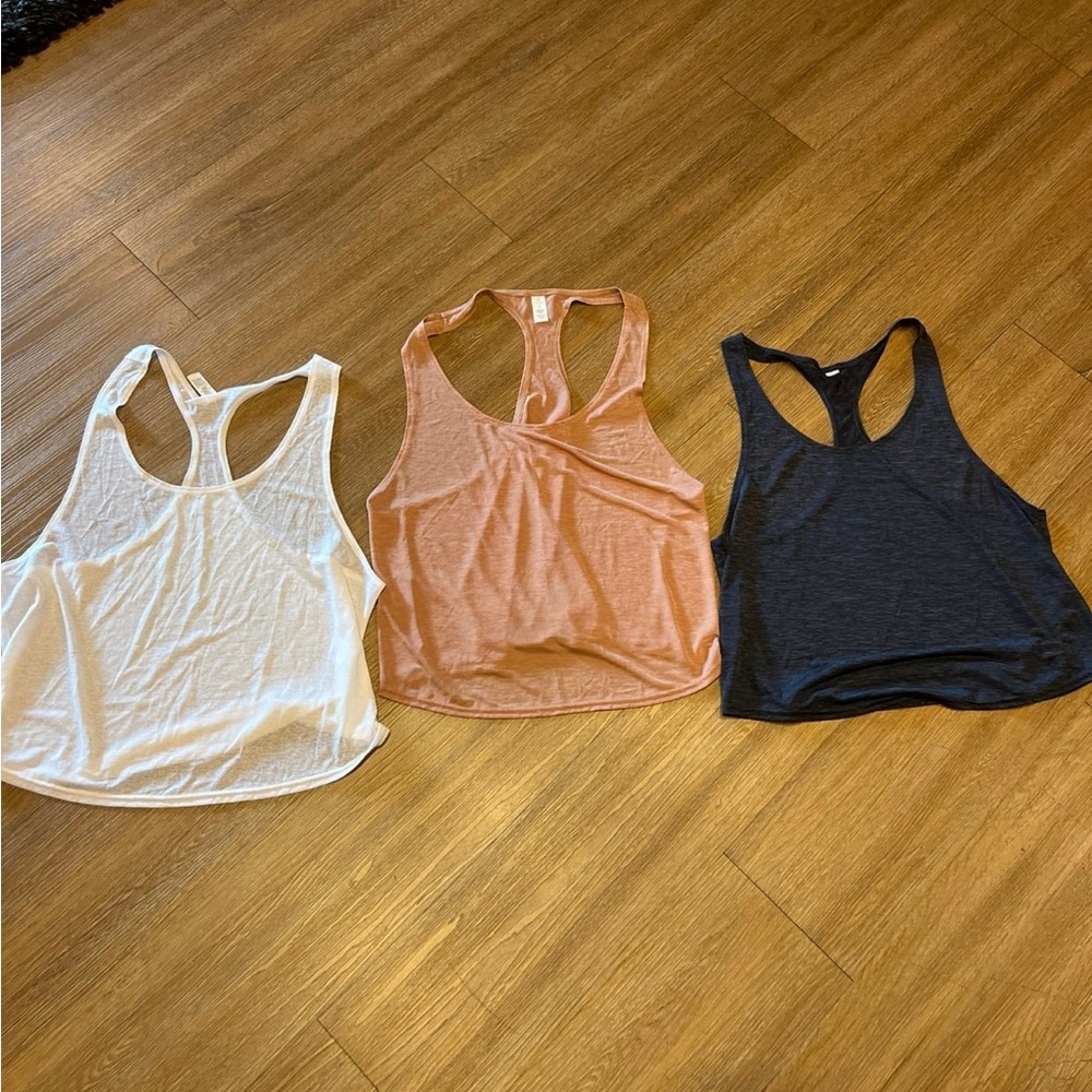 Women's Aerie Racerback Tank Top Set - White, Tan, Grey
